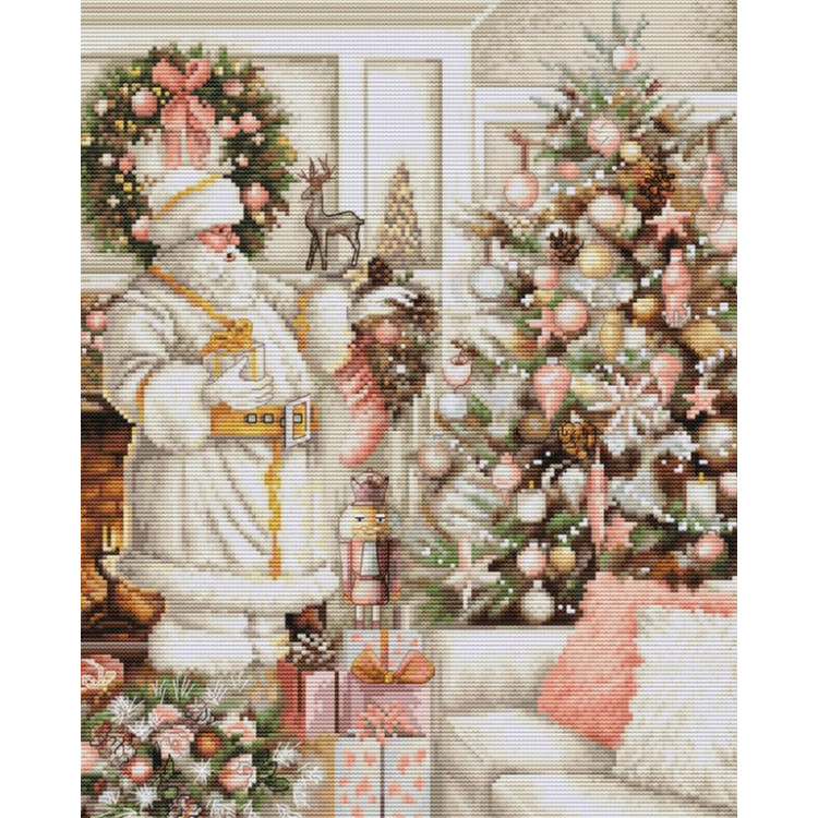 (image for) White Santa With Christmas Tree Counted Cross Stitch Kit